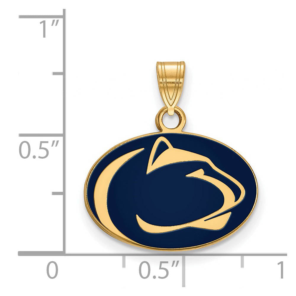 Alternate view of the 14k Gold Plated Silver Penn State Small Enamel Pendant by The Black Bow Jewelry Co.