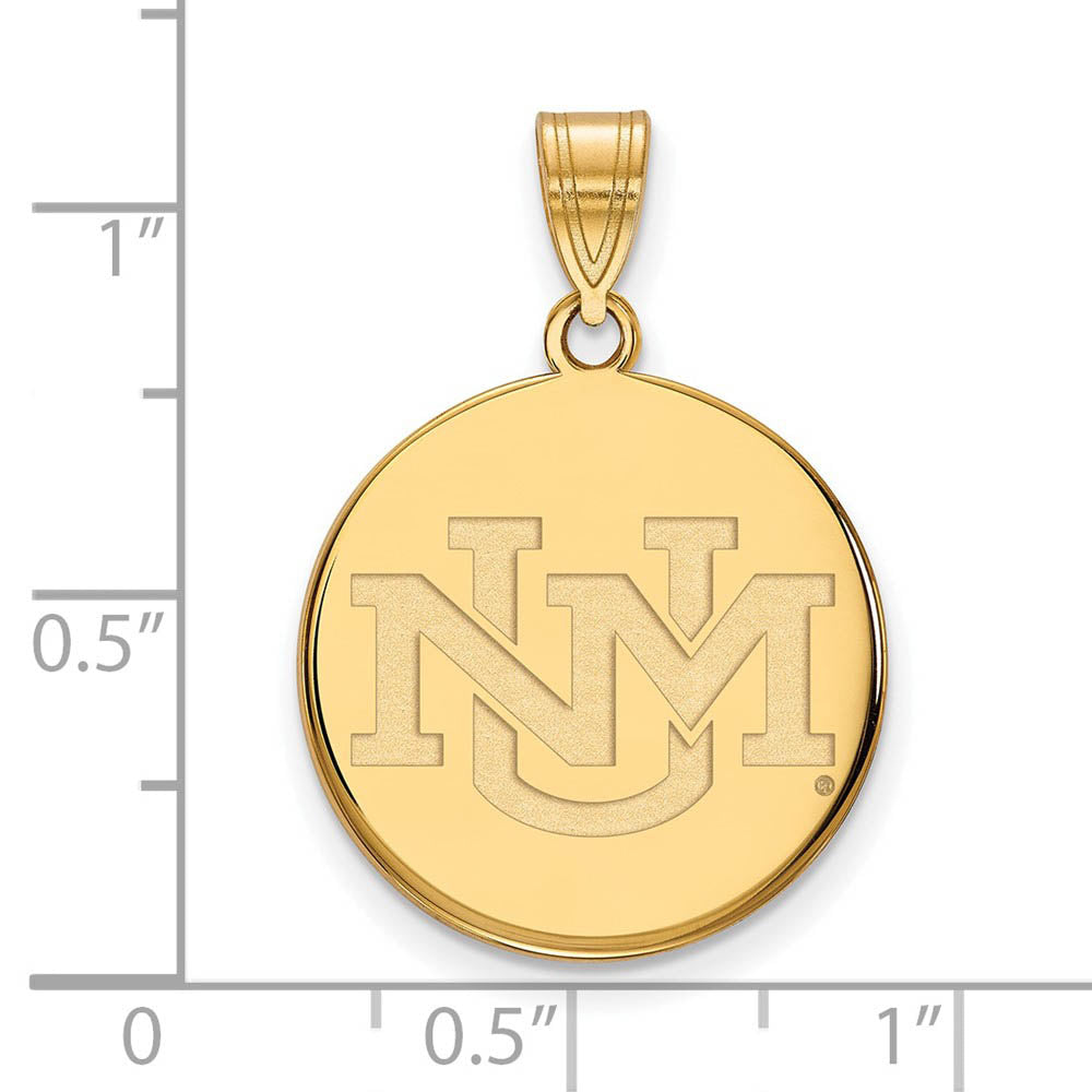 Alternate view of the 14k Gold Plated Silver U. of New Mexico Large Pendant by The Black Bow Jewelry Co.