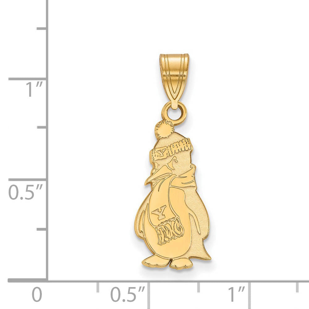 Alternate view of the 14k Gold Plated Silver Youngstown State Large Logo Pendant by The Black Bow Jewelry Co.