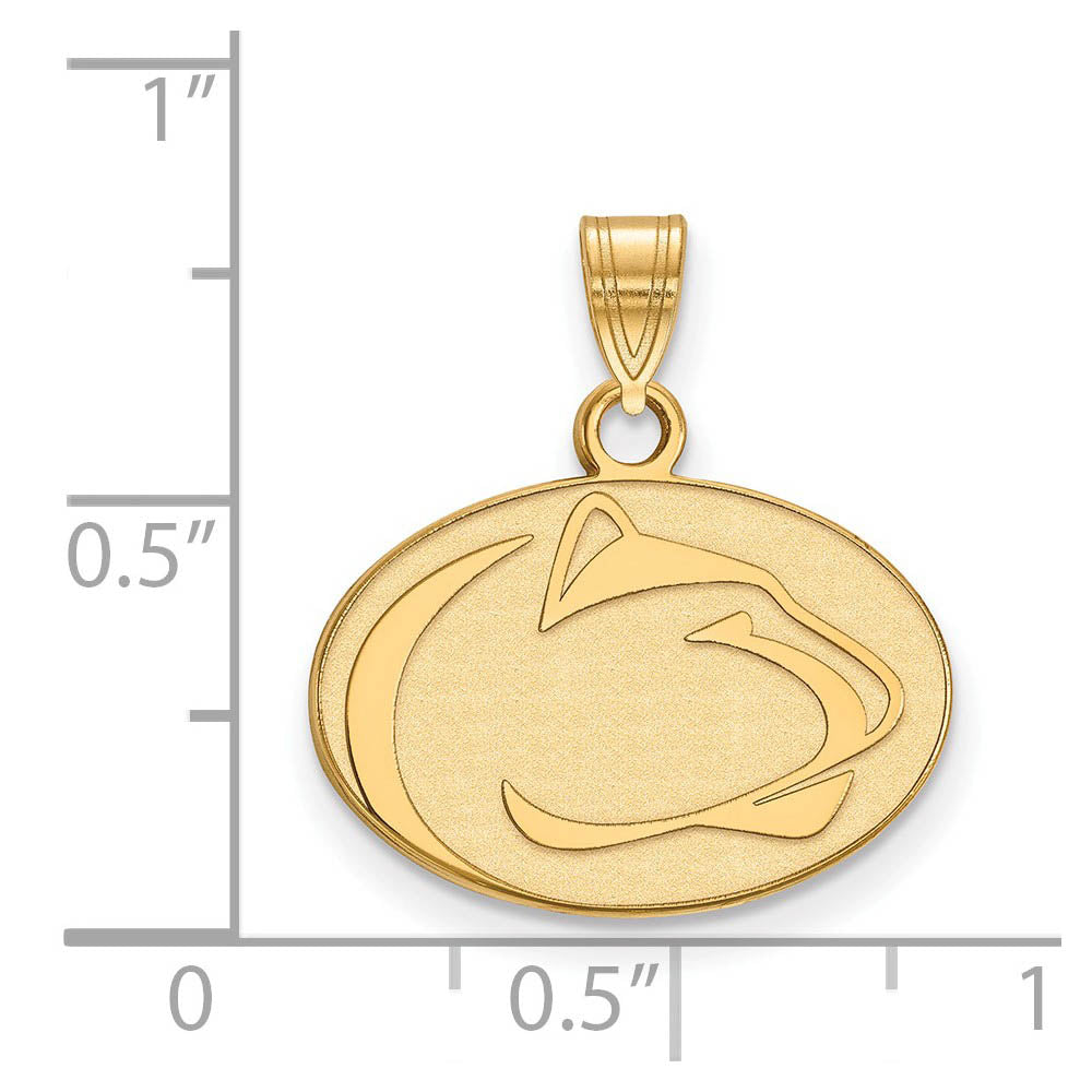 Alternate view of the 14k Gold Plated Silver Penn State Small Pendant by The Black Bow Jewelry Co.