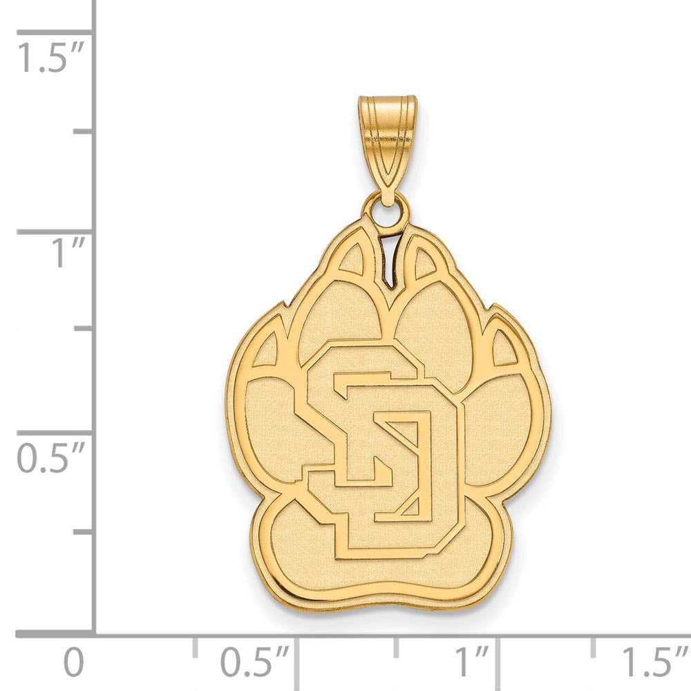 Alternate view of the 14k Gold Plated Silver South Dakota XL Logo Pendant by The Black Bow Jewelry Co.