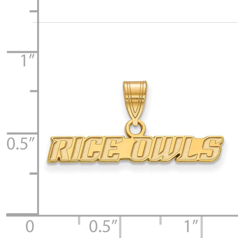 Alternate view of the 14k Gold Plated Silver Rice U. Medium Crest Pendant by The Black Bow Jewelry Co.