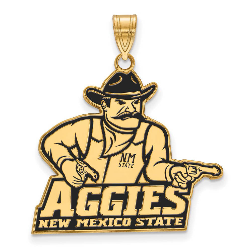 14k Gold Plated Silver New Mexico State XL Enamel Pendant, Item P24834 by The Black Bow Jewelry Co.