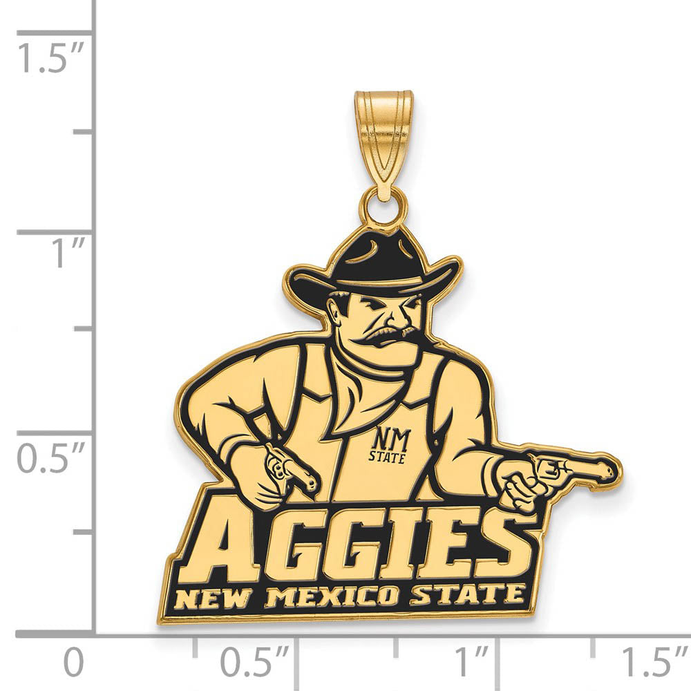 Alternate view of the 14k Gold Plated Silver New Mexico State XL Enamel Pendant by The Black Bow Jewelry Co.