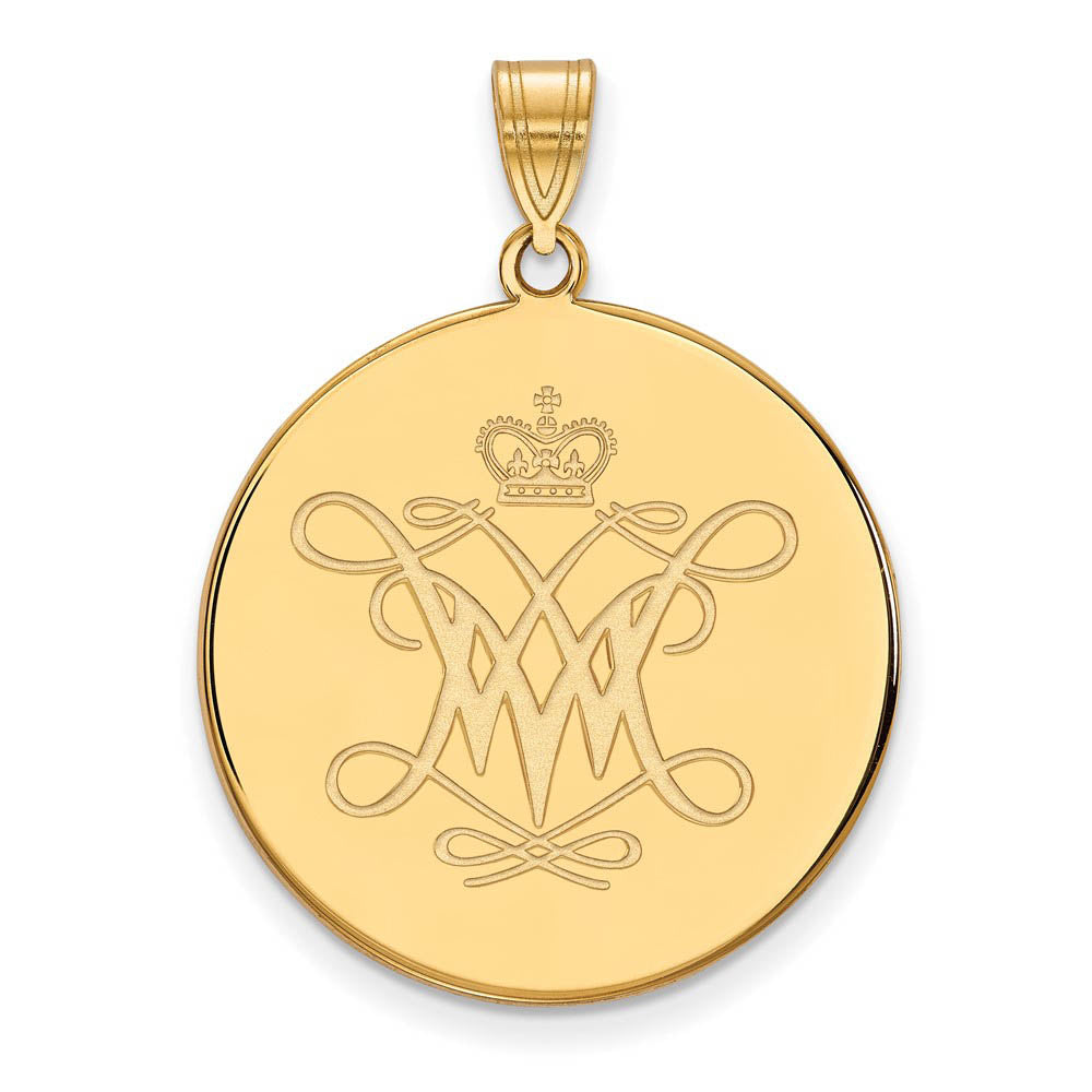 14k Gold Plated Silver William and Mary XL Disc Pendant, Item P24838 by The Black Bow Jewelry Co.
