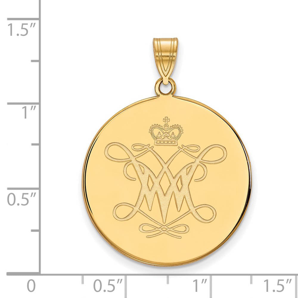 Alternate view of the 14k Gold Plated Silver William and Mary XL Disc Pendant by The Black Bow Jewelry Co.