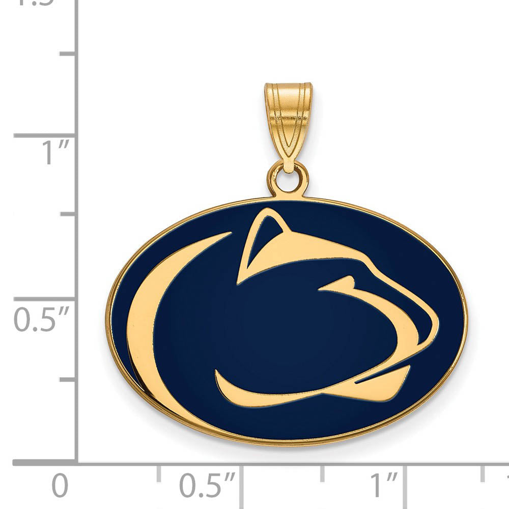 Alternate view of the 14k Gold Plated Silver Penn State Large Enamel Pendant by The Black Bow Jewelry Co.