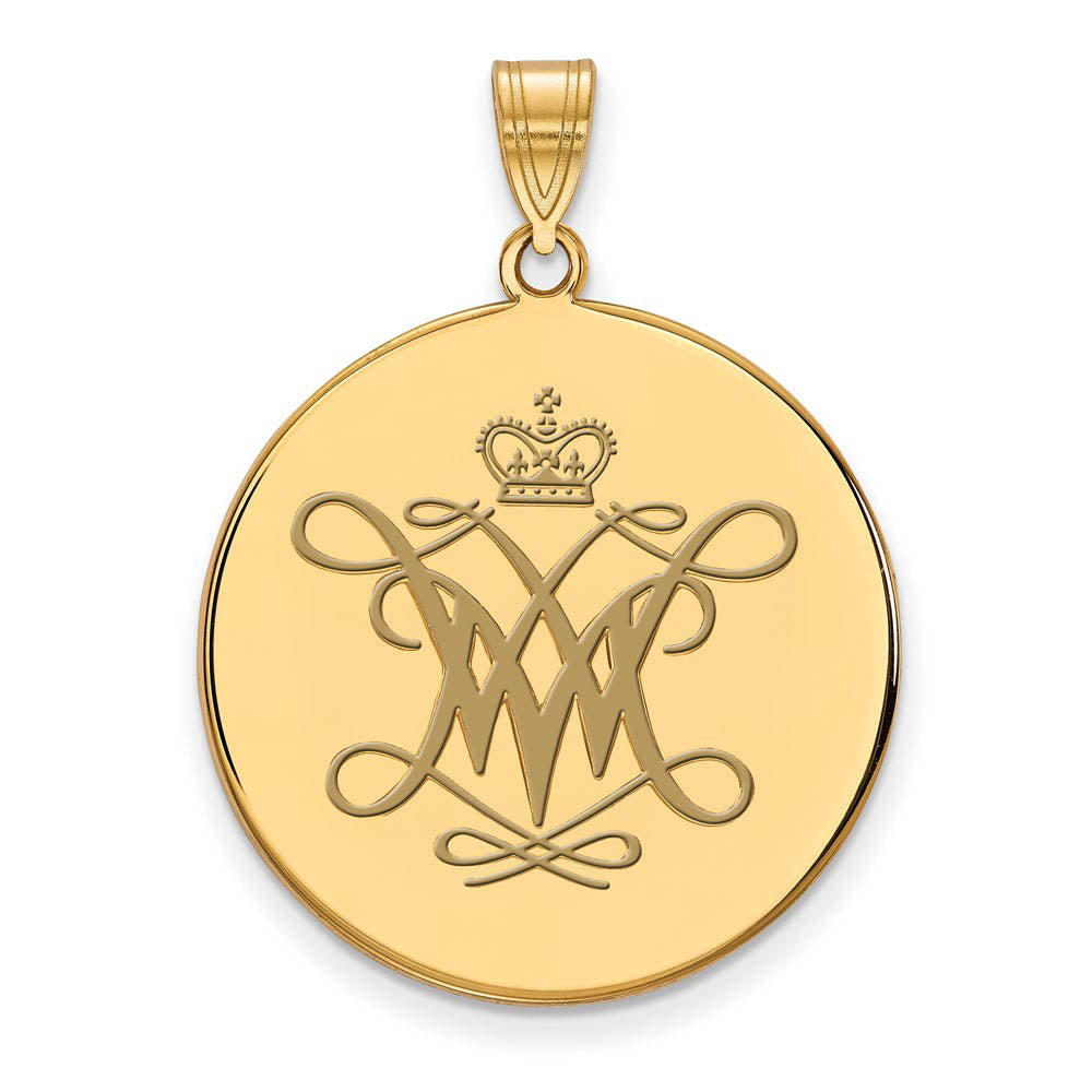 14k Gold Plated Silver William and Mary XL Enamel Disc Pendant, Item P24848 by The Black Bow Jewelry Co.