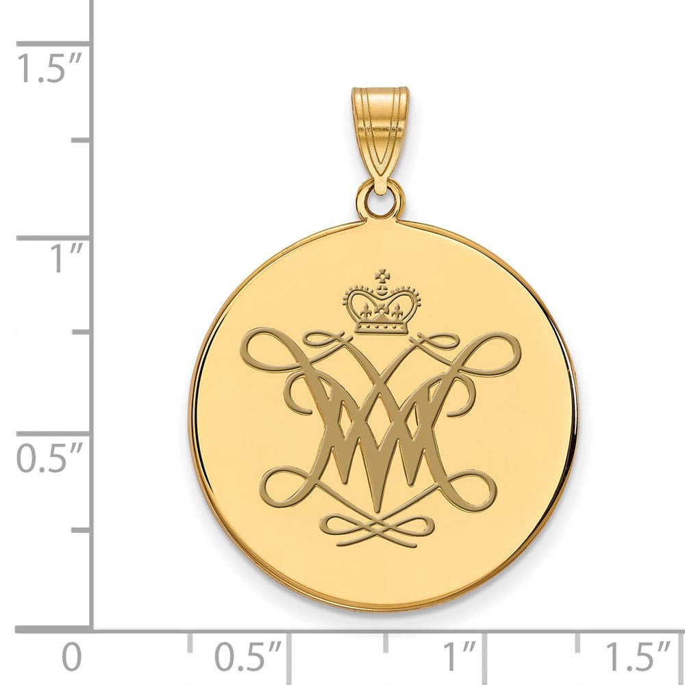 Alternate view of the 14k Gold Plated Silver William and Mary XL Enamel Disc Pendant by The Black Bow Jewelry Co.