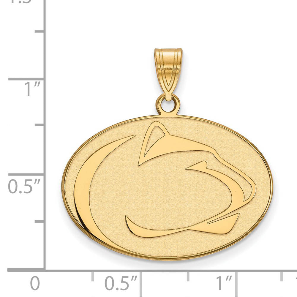 Alternate view of the 14k Gold Plated Silver Penn State Large Pendant by The Black Bow Jewelry Co.