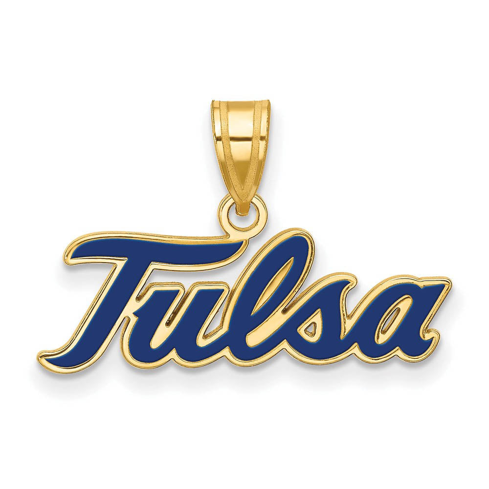 14k Gold Plated Silver The U. of Tulsa Large Enamel Pendant, Item P24857 by The Black Bow Jewelry Co.