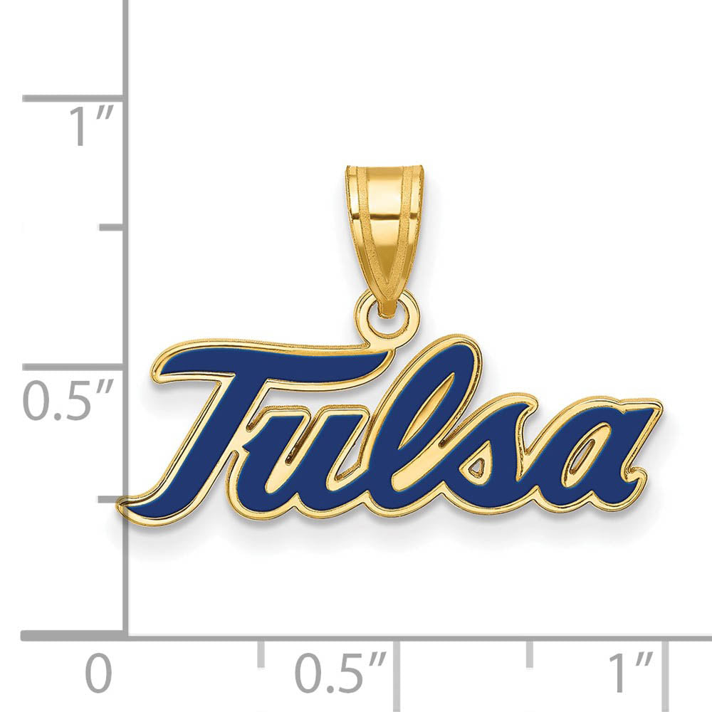 Alternate view of the 14k Gold Plated Silver The U. of Tulsa Large Enamel Pendant by The Black Bow Jewelry Co.