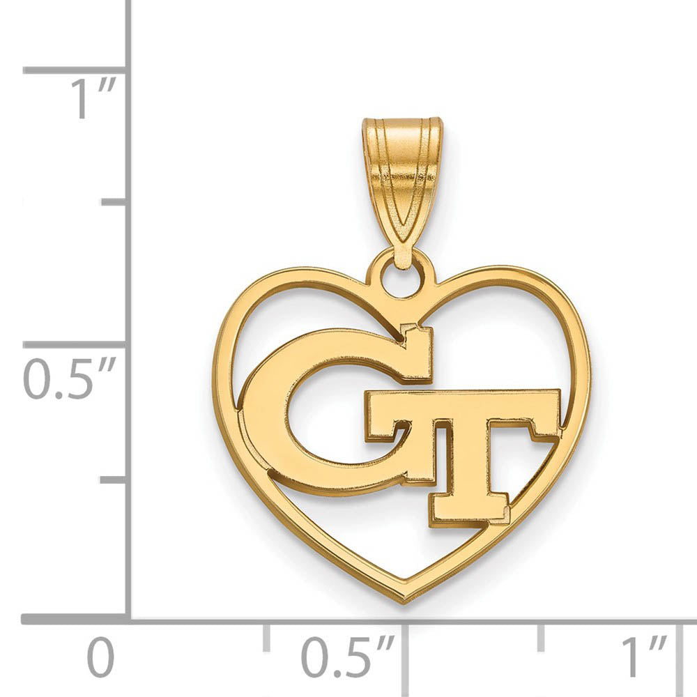 Alternate view of the 14k Gold Plated Silver Georgia Technology Heart Pendant by The Black Bow Jewelry Co.