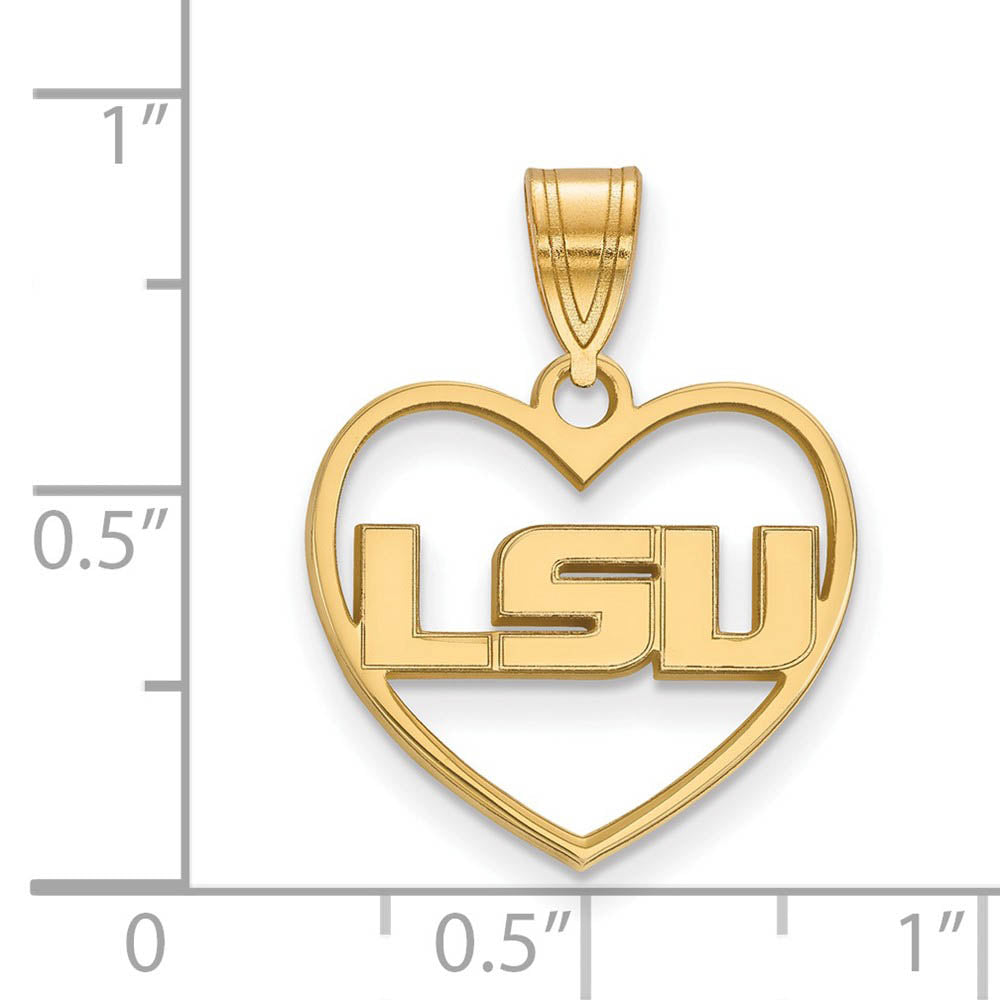 Alternate view of the 14k Gold Plated Silver Louisiana State Heart Pendant by The Black Bow Jewelry Co.