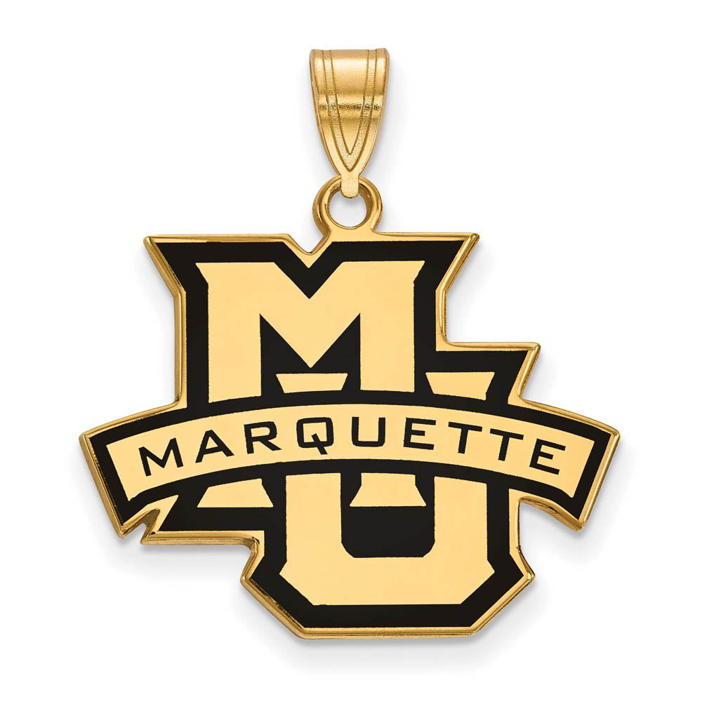 14k Gold Plated Silver Marquette U Large Enamel Pendant, Item P24862 by The Black Bow Jewelry Co.