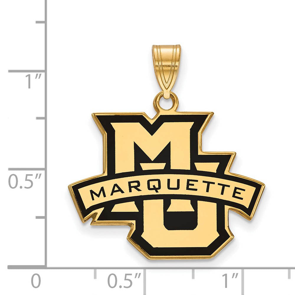 Alternate view of the 14k Gold Plated Silver Marquette U Large Enamel Pendant by The Black Bow Jewelry Co.