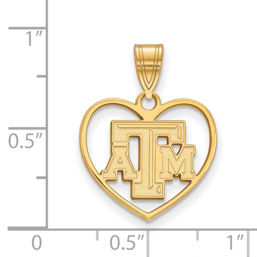 Alternate view of the 14k Gold Plated Silver Texas A&M U. Heart Pendant by The Black Bow Jewelry Co.