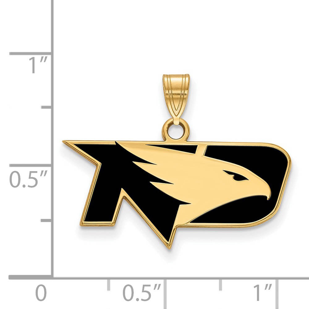 Alternate view of the 14k Gold Plated Silver North Dakota Small Enamel Pendant by The Black Bow Jewelry Co.