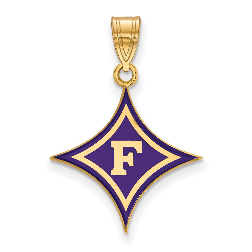 14k Gold Plated Silver Furman U Large Enamel Pendant, Item P24875 by The Black Bow Jewelry Co.