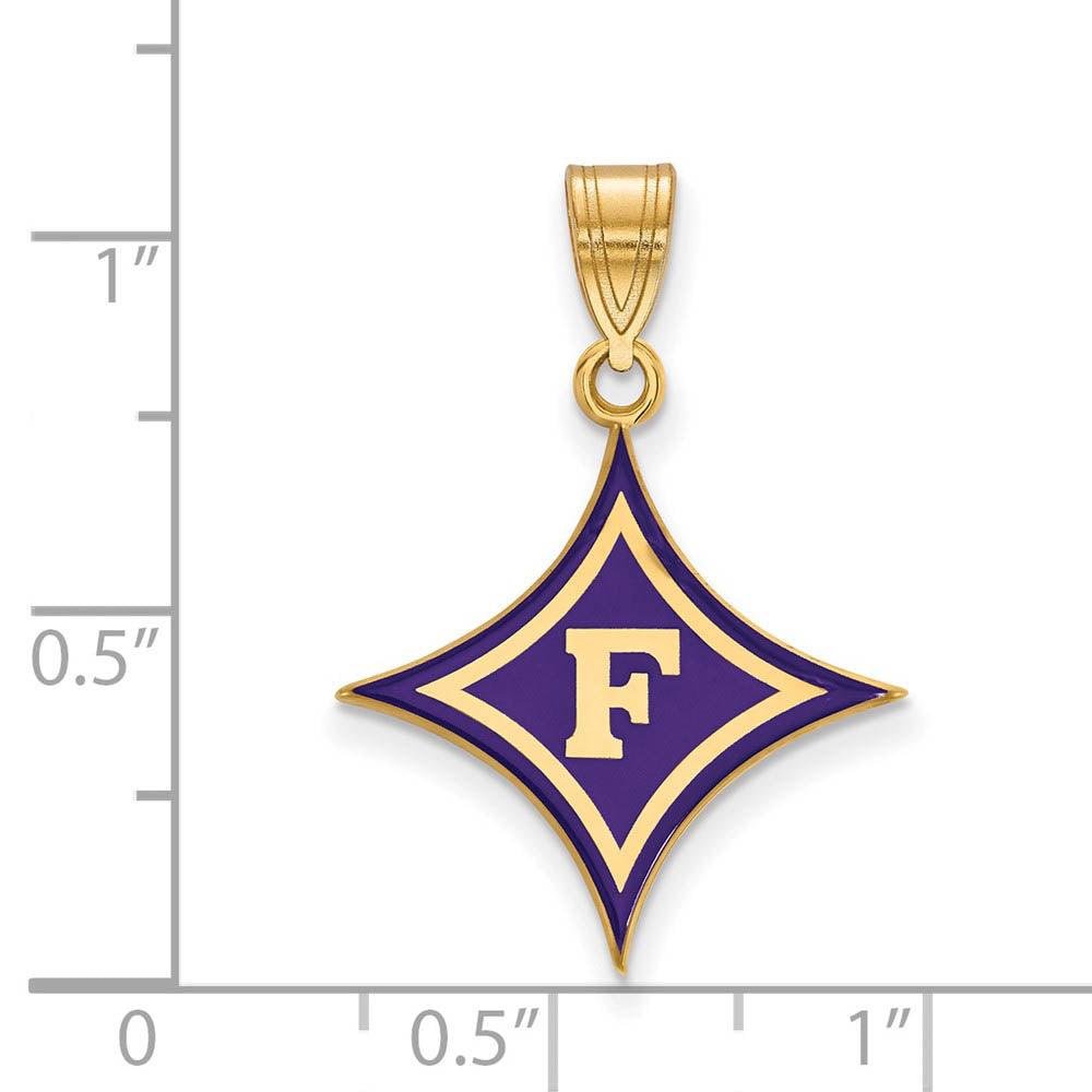 Alternate view of the 14k Gold Plated Silver Furman U Large Enamel Pendant by The Black Bow Jewelry Co.