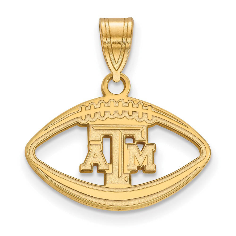 14k Gold Plated Silver Texas A&M U. Football Pendant, Item P24878 by The Black Bow Jewelry Co.