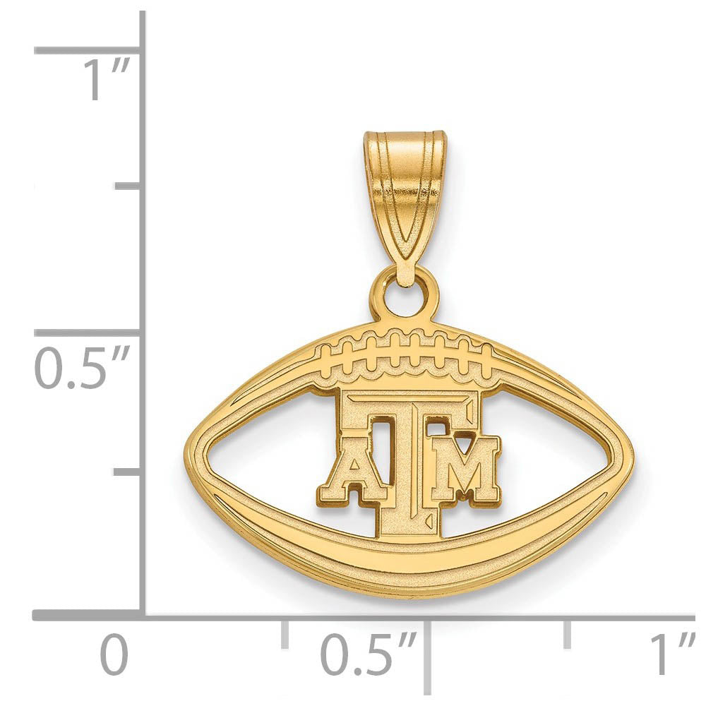 Alternate view of the 14k Gold Plated Silver Texas A&M U. Football Pendant by The Black Bow Jewelry Co.