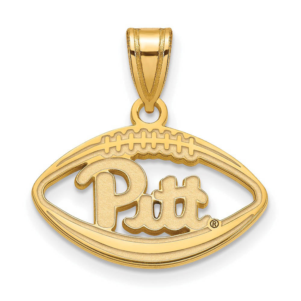 14k Gold Plated Silver U. of Pittsburgh Football Pendant, Item P24882 by The Black Bow Jewelry Co.