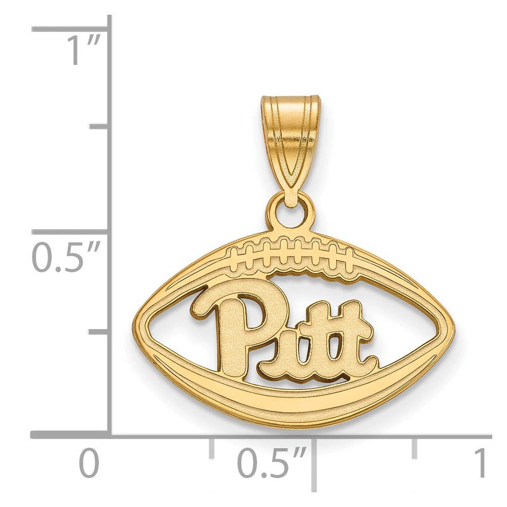 Alternate view of the 14k Gold Plated Silver U. of Pittsburgh Football Pendant by The Black Bow Jewelry Co.