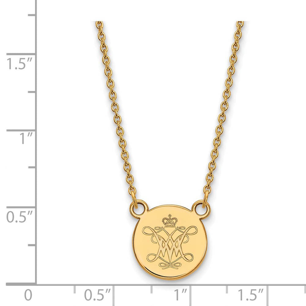 Alternate view of the 14k Gold Plated Silver William And Mary Small Disc Pendant Necklace by The Black Bow Jewelry Co.