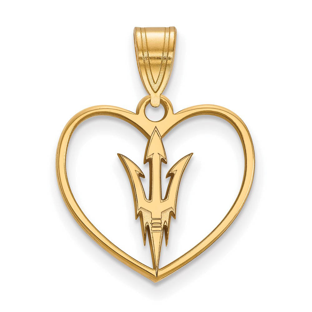 14k Gold Plated Silver Arizona State Heart Pendant, Item P24887 by The Black Bow Jewelry Co.