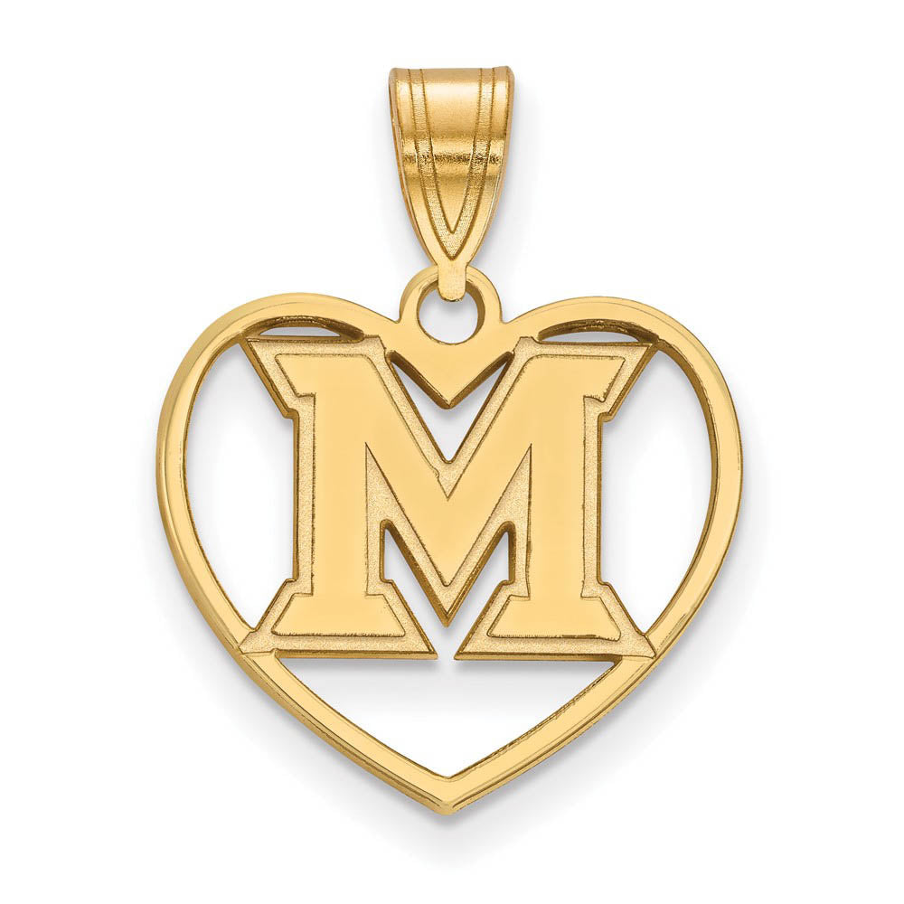 14k Gold Plated Silver Miami U Heart Pendant, Item P24894 by The Black Bow Jewelry Co.