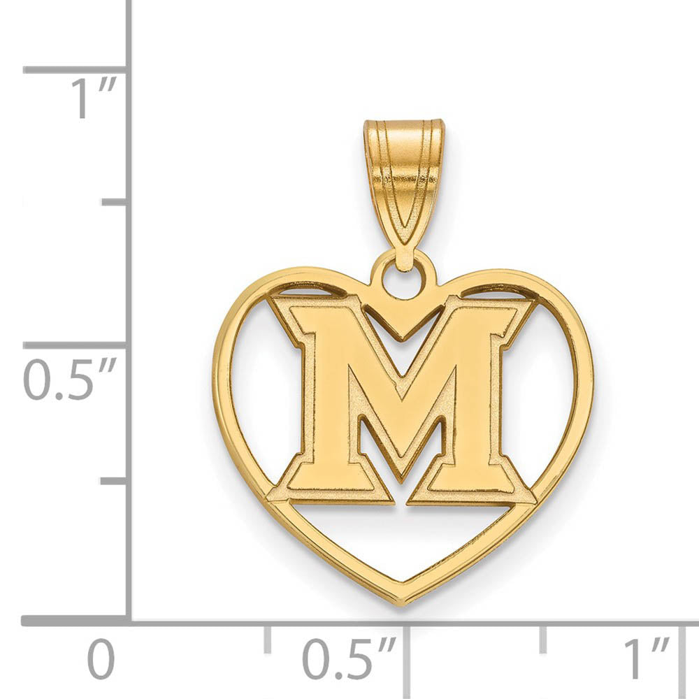 Alternate view of the 14k Gold Plated Silver Miami U Heart Pendant by The Black Bow Jewelry Co.