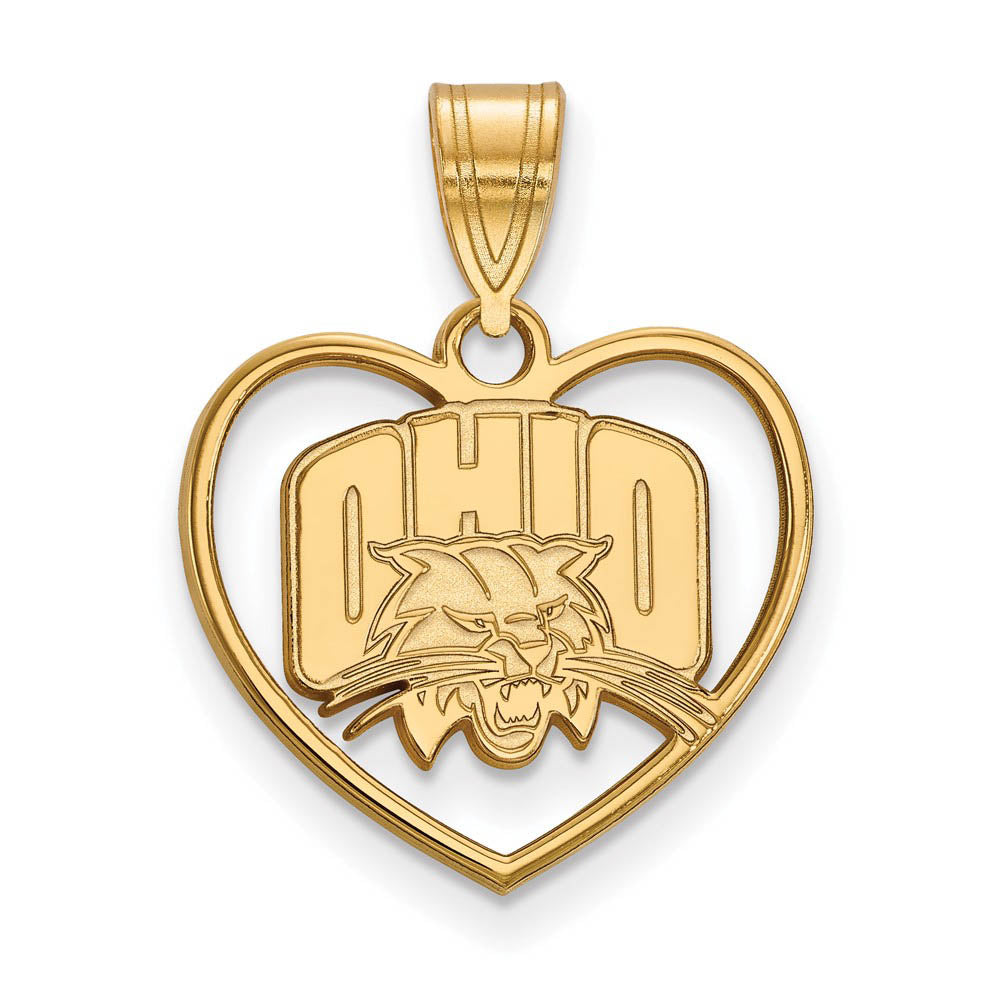 14k Gold Plated Silver Ohio U. Heart Pendant, Item P24896 by The Black Bow Jewelry Co.