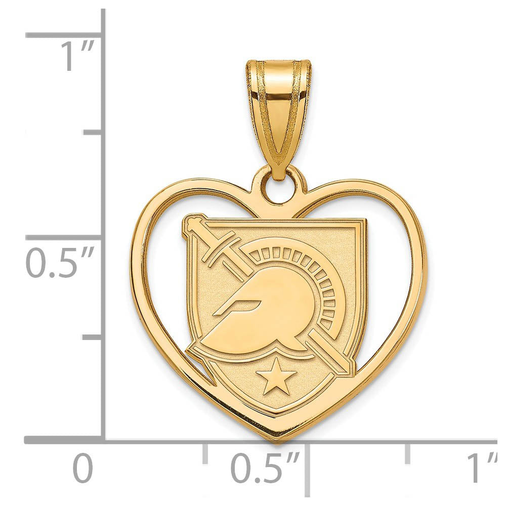 Alternate view of the 14k Gold Plated Silver Military Academy Shield Heart Pendant by The Black Bow Jewelry Co.