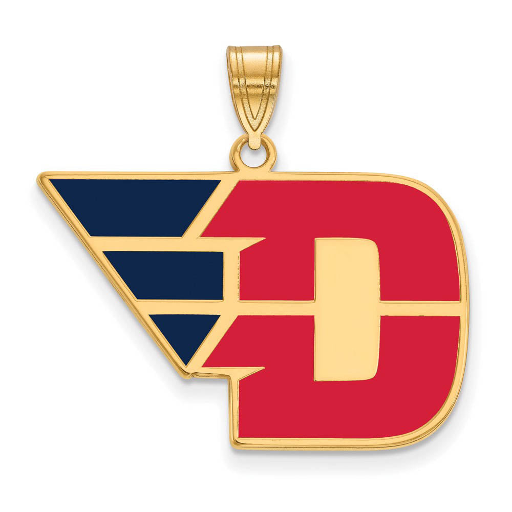 14k Gold Plated Silver U. of Dayton Large Enamel Pendant, Item P24920 by The Black Bow Jewelry Co.