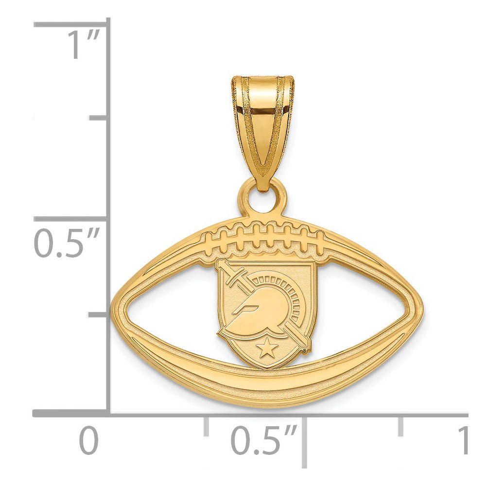 Alternate view of the 14k Gold Plated Silver Military Academy Football Pendant by The Black Bow Jewelry Co.