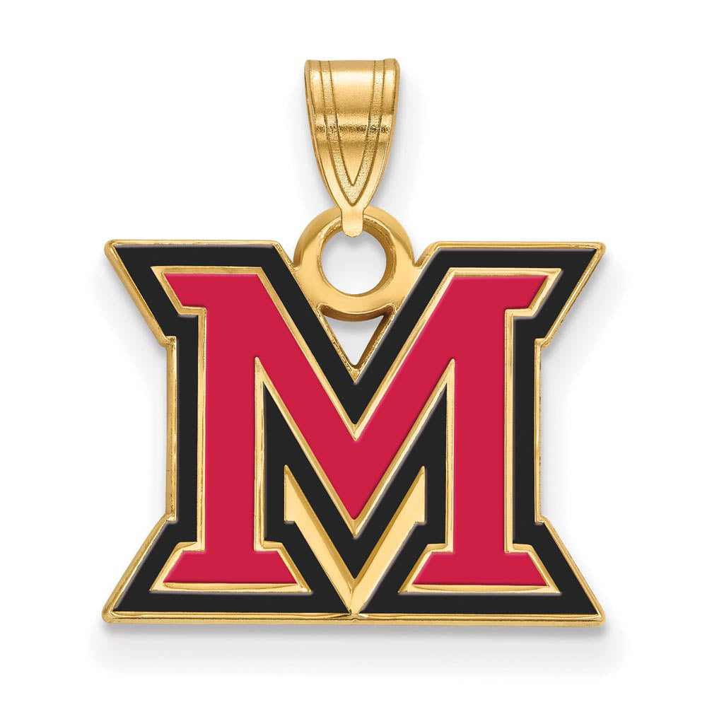 14k Gold Plated Silver Miami U Small Enamel Pendant, Item P24931 by The Black Bow Jewelry Co.