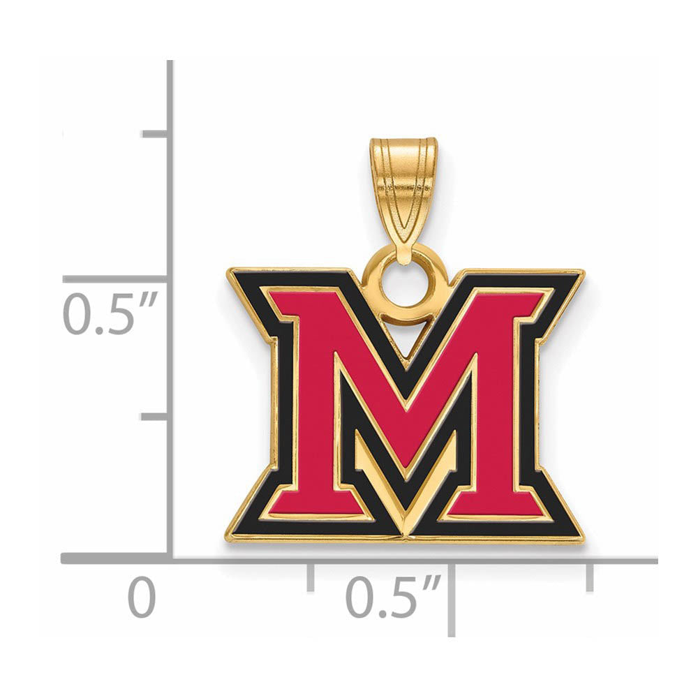 Alternate view of the 14k Gold Plated Silver Miami U Small Enamel Pendant by The Black Bow Jewelry Co.