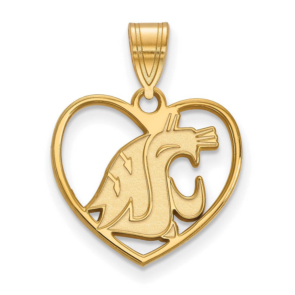 14k Gold Plated Silver Washington State Heart Pendant, Item P24937 by The Black Bow Jewelry Co.