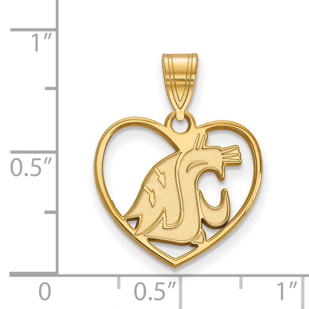 Alternate view of the 14k Gold Plated Silver Washington State Heart Pendant by The Black Bow Jewelry Co.