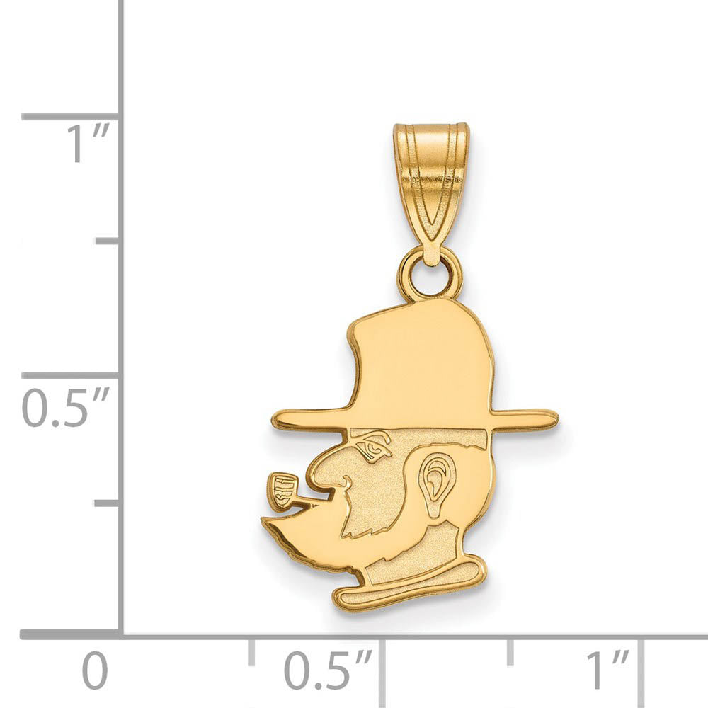 Alternate view of the 14k Gold Plated Silver Appalachian State Medium Pendant by The Black Bow Jewelry Co.