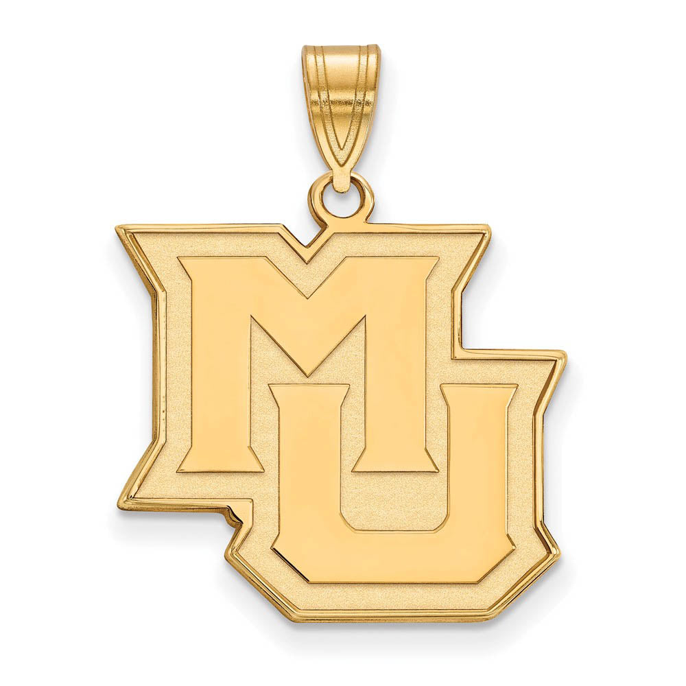 14k Gold Plated Silver Marquette U Large 'MU' Pendant, Item P24942 by The Black Bow Jewelry Co.