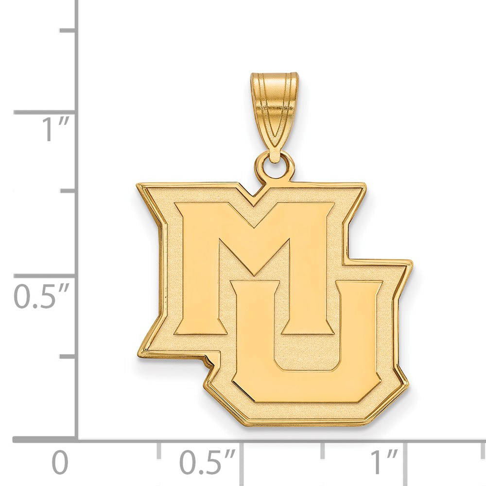 Alternate view of the 14k Gold Plated Silver Marquette U Large 'MU' Pendant by The Black Bow Jewelry Co.