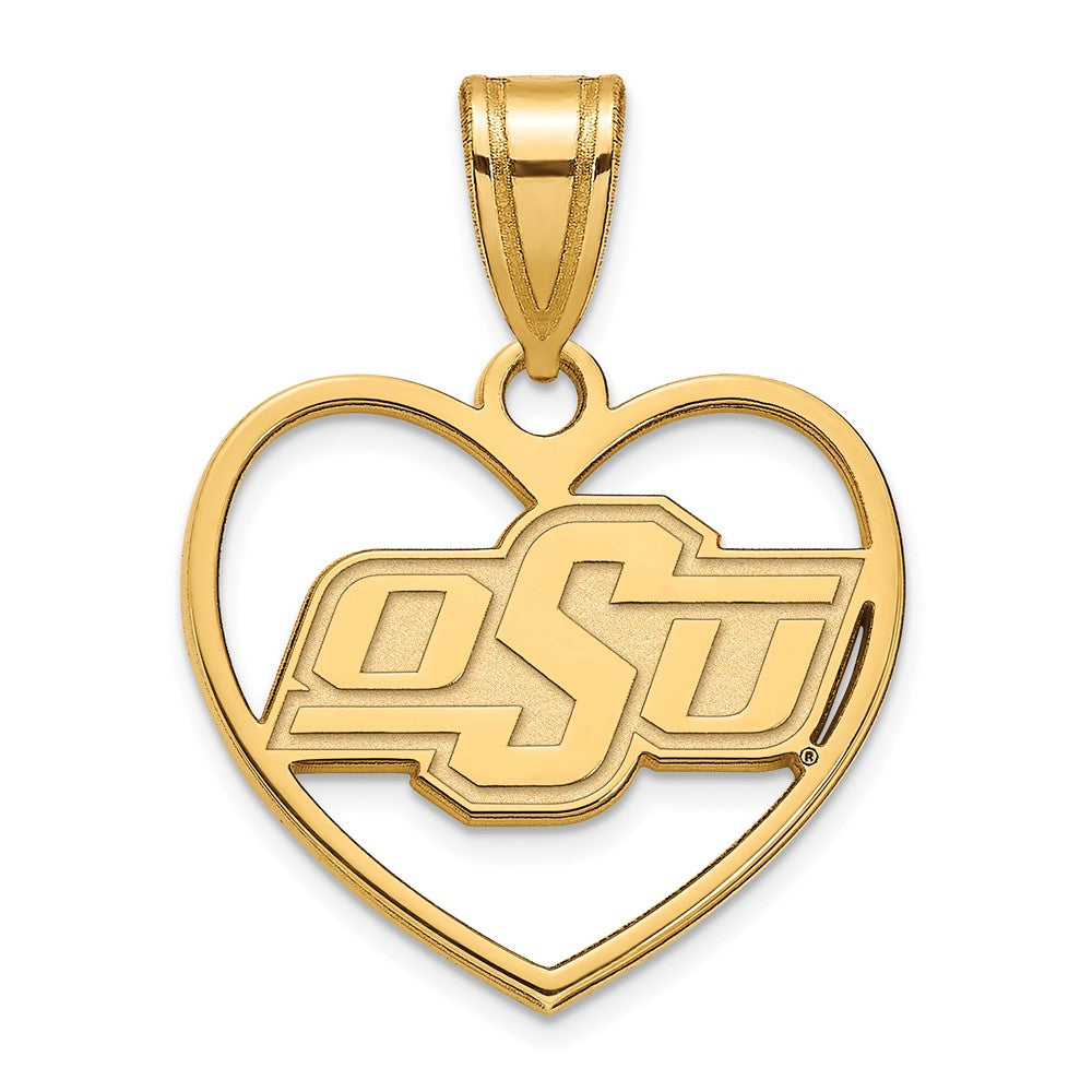 14k Gold Plated Silver Oklahoma State Heart Pendant, Item P24944 by The Black Bow Jewelry Co.