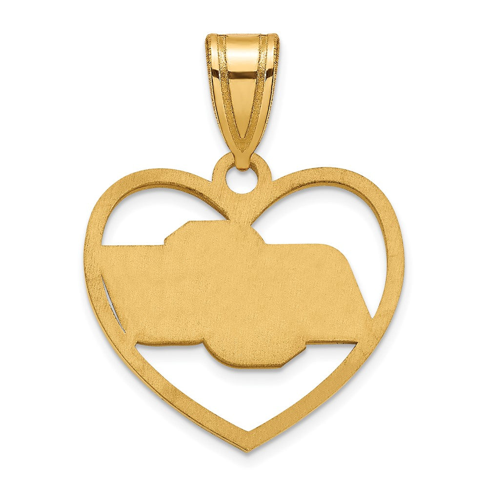 Alternate view of the 14k Gold Plated Silver Oklahoma State Heart Pendant by The Black Bow Jewelry Co.