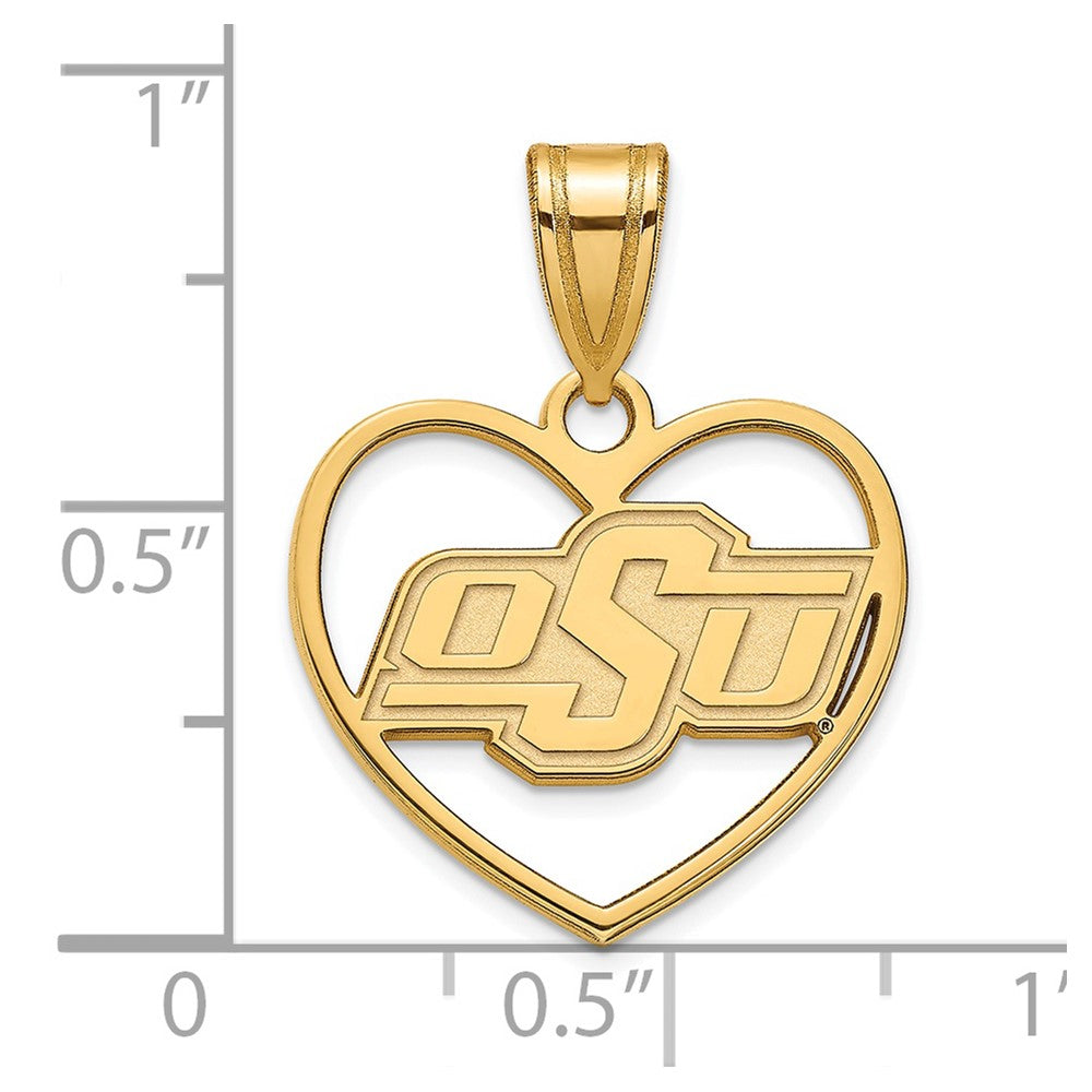 Alternate view of the 14k Gold Plated Silver Oklahoma State Heart Pendant by The Black Bow Jewelry Co.