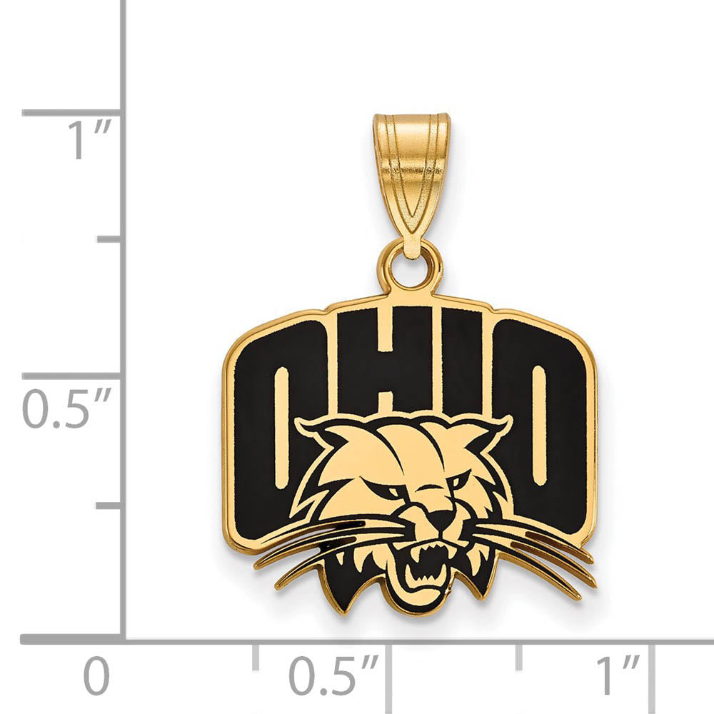 Alternate view of the 14k Gold Plated Silver Ohio U. Medium Enamel Pendant by The Black Bow Jewelry Co.