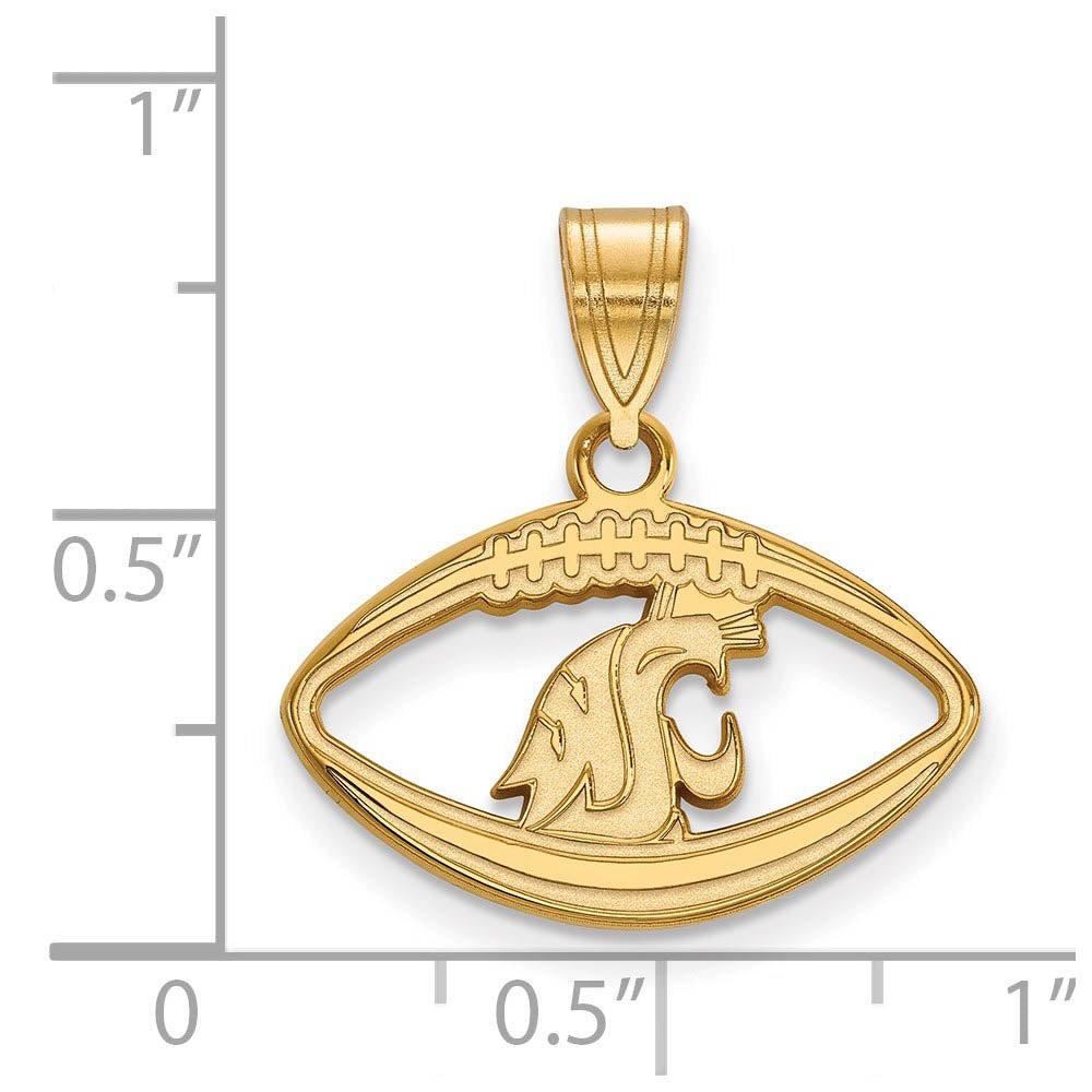 Alternate view of the 14k Gold Plated Silver Washington State Football Pendant by The Black Bow Jewelry Co.