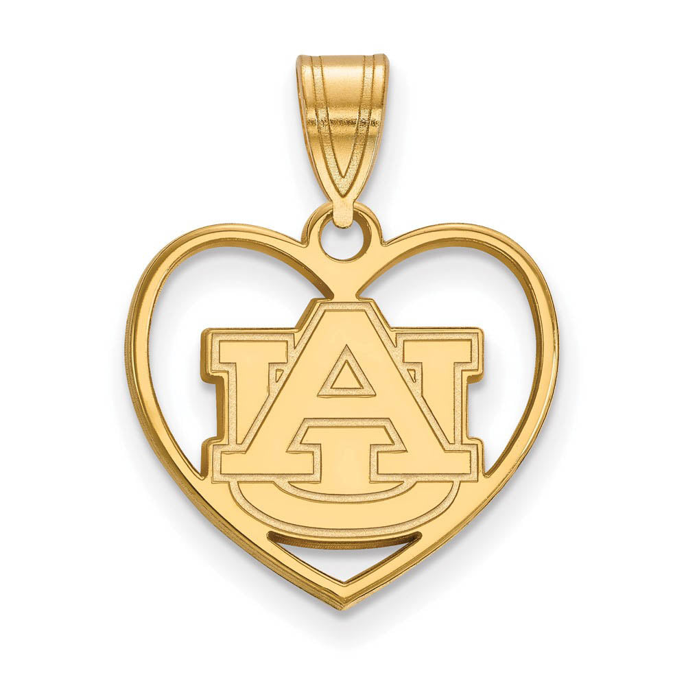 14k Gold Plated Silver Auburn U Heart Pendant, Item P24957 by The Black Bow Jewelry Co.