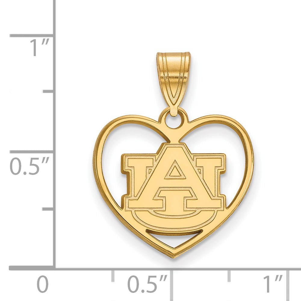 Alternate view of the 14k Gold Plated Silver Auburn U Heart Pendant by The Black Bow Jewelry Co.